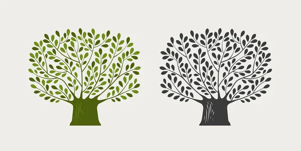 Träd logotyp eller symbol. Natur, ekologi, miljö-ikonen. Vektorillustration — Stock vektor