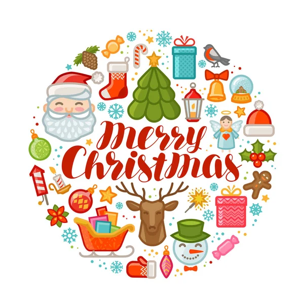 Merry Christmas, greeting card. Xmas concept. Vector illustration — Stock Vector