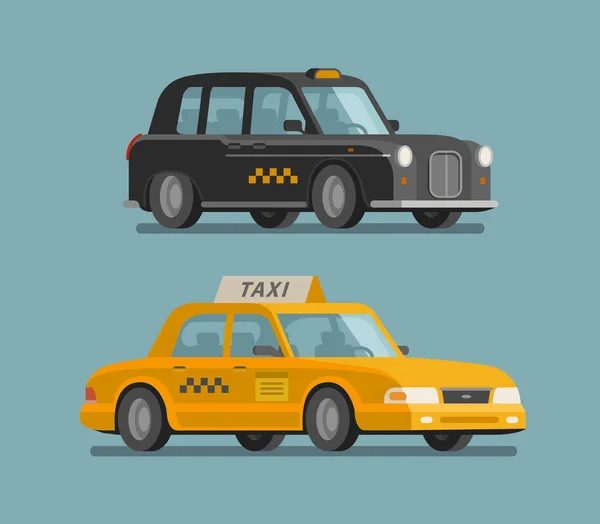 Такси, концепция такси. Автомобиль, автомобиль, транспорт, значок доставки или символ. Мультфильм-векторная иллюстрация — стоковый вектор