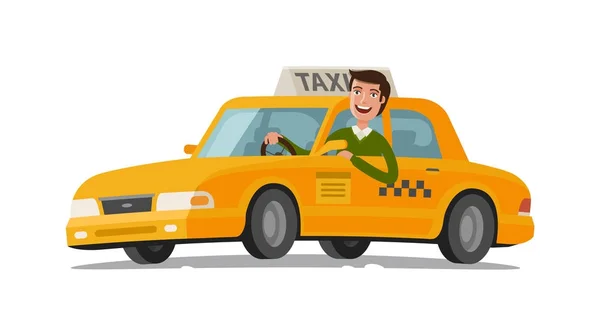 Concepto de taxista. Coche, transporte, transporte, símbolo de transferencia o icono. Ilustración vectorial — Archivo Imágenes Vectoriales