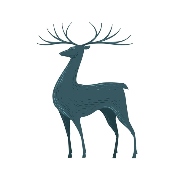 Cerf décoratif avec cornes. Renne, animal, icône ou symbole de la faune. Illustration vectorielle — Image vectorielle