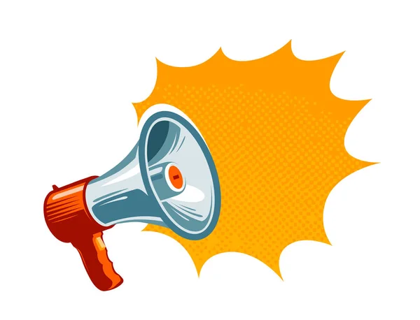 Loudspeaker, megaphone, bullhorn icon or symbol. Advertising, promotion concept. Vector illustration — Stock Vector