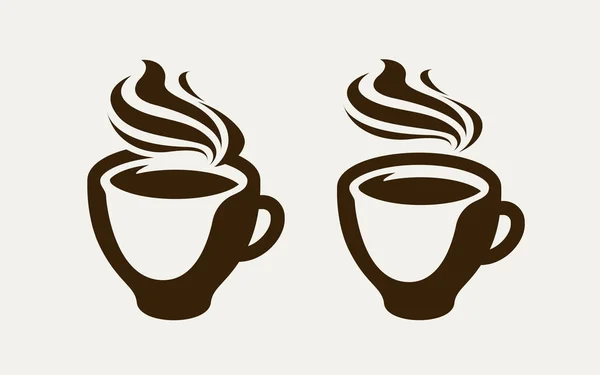 Кафе, логотип или символ кофейни. Кофейная чашка, эспрессо, чайная икона. Векторная иллюстрация — стоковый вектор
