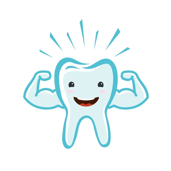 Щасливий здоровий зуб. Стоматологічна клініка, концепція стоматології. Мультфільм Векторні ілюстрації — стоковий вектор