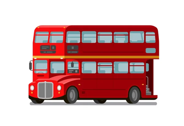 London dubbeldäckare röd buss. England-symbol. Flat vektorillustration — Stock vektor