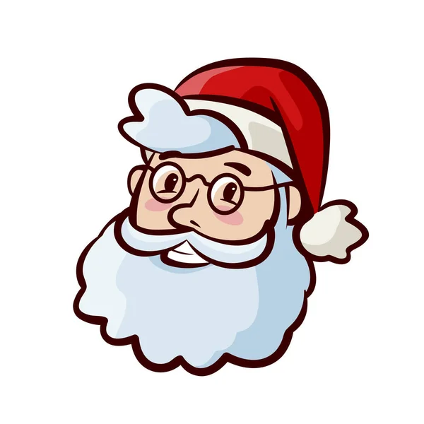 Portret szczęśliwy ładny Święty Mikołaj w kapelusz. Boże Narodzenie, Boże Narodzenie symbol. Ilustracja kreskówka wektor — Wektor stockowy