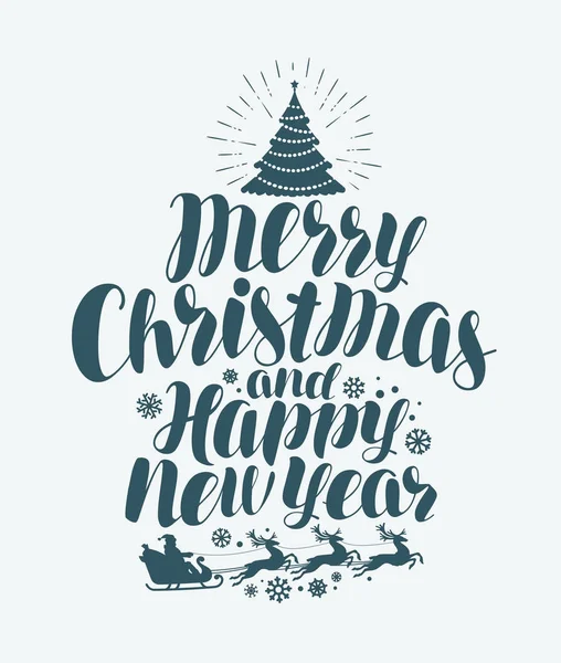 Frohe Weihnachten und ein gutes neues Jahr, handgeschriebener Schriftzug. Weihnachtsgrußkarte. Kalligraphie-Vektorillustration — Stockvektor