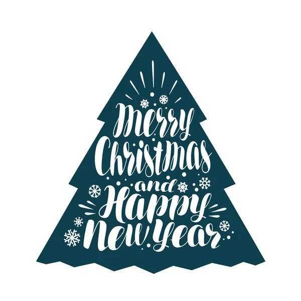 Prettige kerstdagen en gelukkig Nieuwjaar. Handgeschreven belettering, kalligrafie vectorillustratie — Stockvector