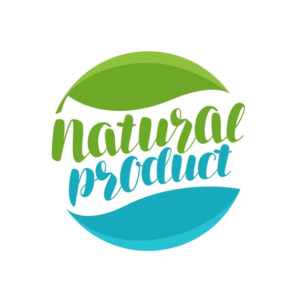 Natuurproduct, logo of etiket. Biologische pictogram. Typografische vormgeving vectorillustratie — Stockvector