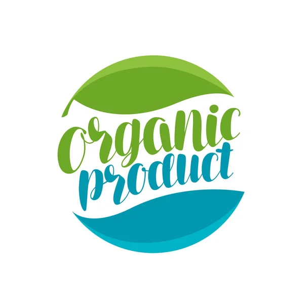 Produto orgânico, logotipo ou rótulo. Ícone natural. Desenho tipográfico ilustração vetorial —  Vetores de Stock