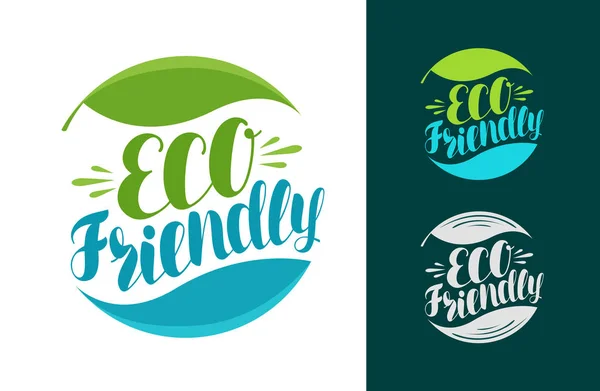 Eco friendly, logo or label. Bio, natural icon. Typographic design, vector illustration — Stock Vector