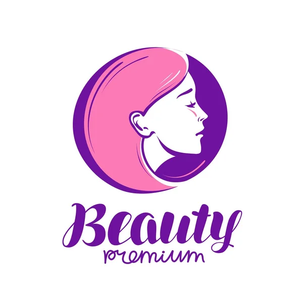 Salão de beleza ou logotipo do salão. Maquiagem, cosméticos, ícone de spa. Ilustração vetorial — Vetor de Stock