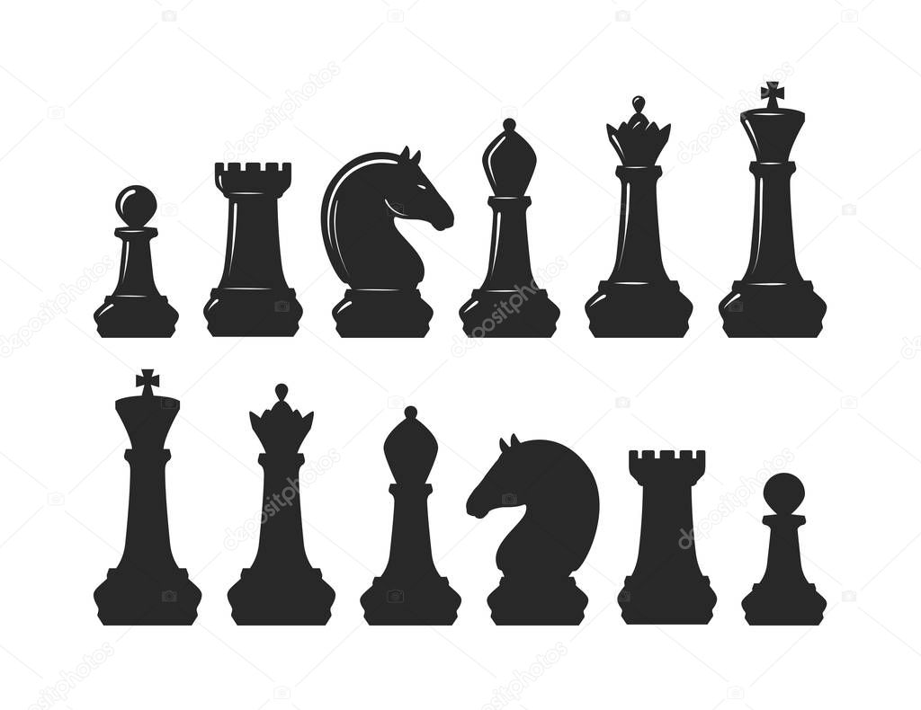 Chess pieces. Game concept. Vector illustration
