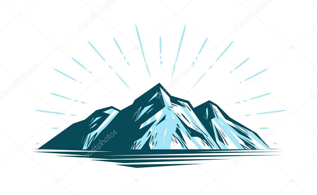 Mountain landscape. Vector illustration isolated on white background