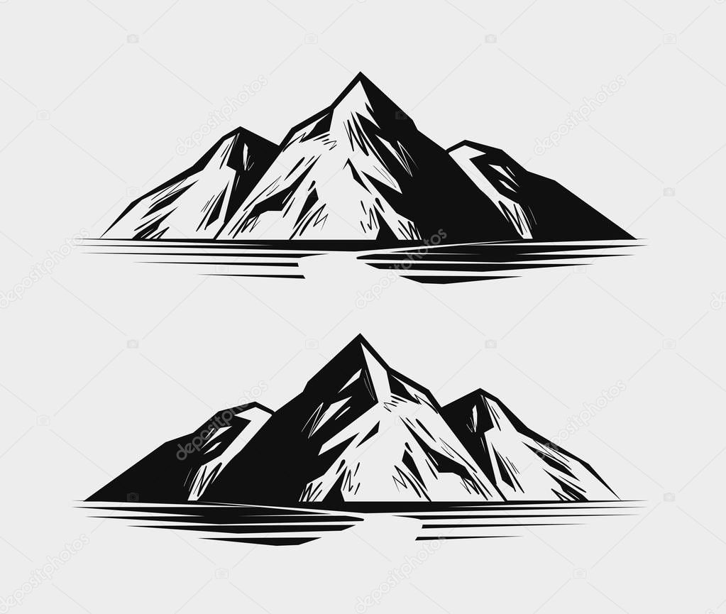 Mountain range or rock. Nature, environment vector illustration