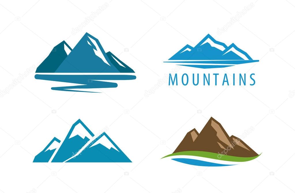 Mountain, rock logo. Vector illustration isolated on white background