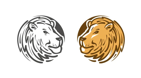 Lion-logotypen eller emblem. Vilda djur, djurens ikon eller etikett. Vektorillustration — Stock vektor