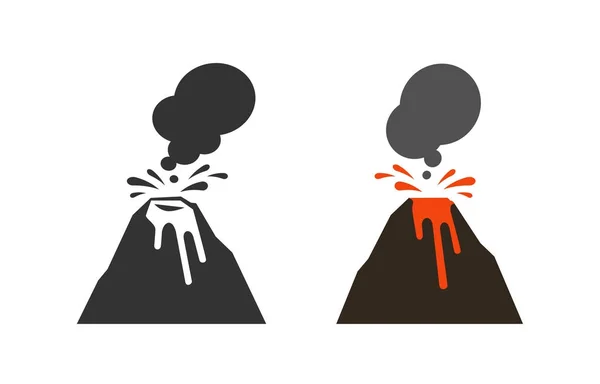 Vulcão, ícone de erupção vulcânica ou símbolo. Ilustração vetorial —  Vetores de Stock