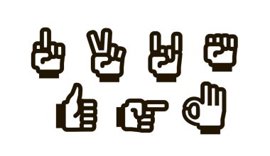 El hareketi simgeleri ayarlayın. El simgesi. Vektör çizim