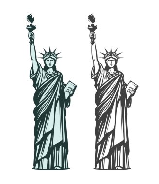 Özgürlük heykeli. New York ya da ABD sembolü. Vektör çizim
