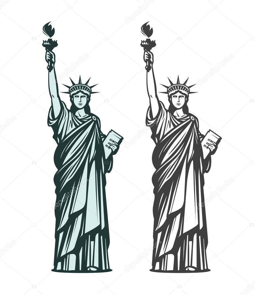 Statue of liberty. Symbol of USA. Vector illustration