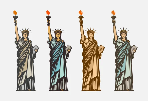Знаменита статуя свободи. Символом США. Векторні ілюстрації — стоковий вектор