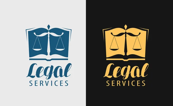 Logo des services juridiques. Notaire, justice, icône ou symbole d'avocat. Illustration vectorielle — Image vectorielle