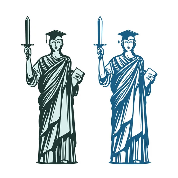 Судова система, символ освіти. Нотаріус, правосуддя, ікона адвоката. Векторні ілюстрації — стоковий вектор