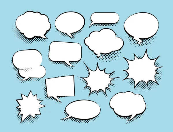 Set of comic art speech bubbles with halftone. Vector illustration — Stock Vector