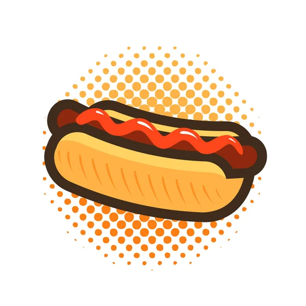 Hot dog, rychlé občerstvení, s sebou loga nebo ikony. Vektorové ilustrace — Stockový vektor