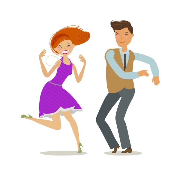 Ζευγάρι που χορεύει. Έννοια χορός κόμμα. Καρτούν εικονογράφηση φορέα — Διανυσματικό Αρχείο