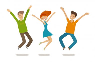 People celebrating. Party, jubilation concept. Cartoon vector illustration in flat style clipart