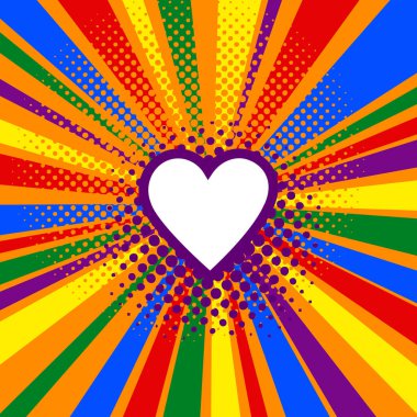 Gökkuşağı ya da gurur bayrak. LGBT afiş. Pop sanat retro çizgi roman tarzı resimde vektör