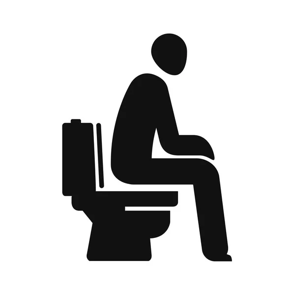 WC, grappige symbool. Man zit op toilet. Vectorillustratie — Stockvector