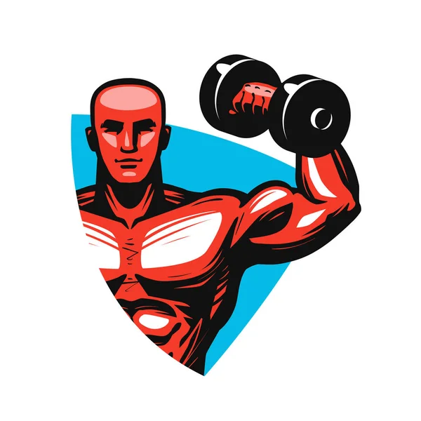 Fitnessstudio-Logo oder -Etikett. Sportkonzept. Vektorillustration — Stockvektor