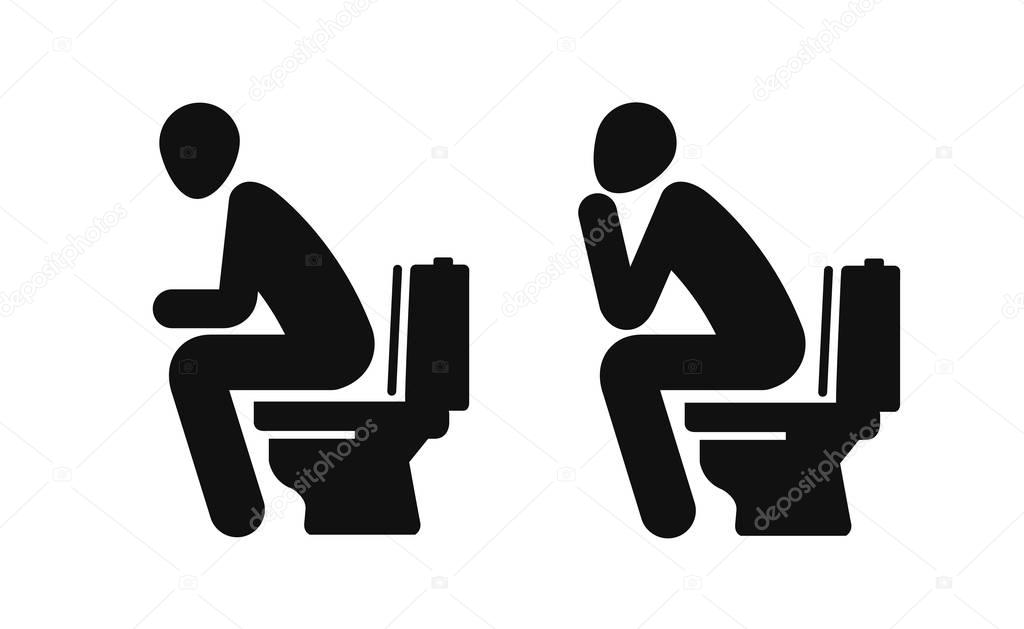 WC, funny symbol. Man sitting on toilet Vector