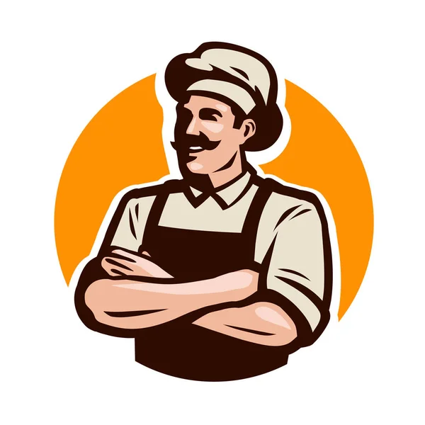 Logo Emblema Del Chef Cocina Concepto Comida — Vector de stock