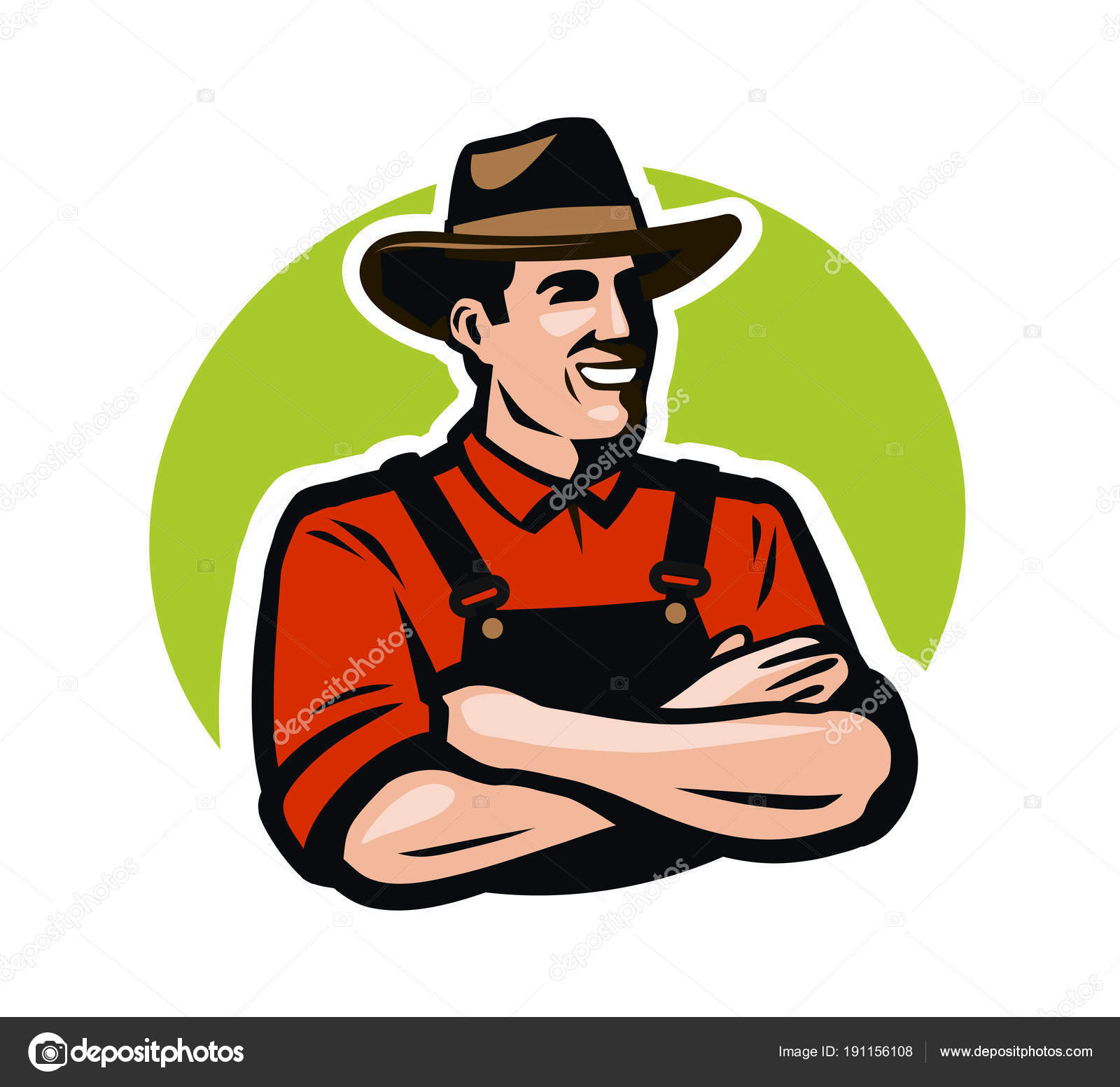 Farmer, grower logo or label. Farm, agriculture concept. Cartoon vector  illustration Stock Vector by ©sergeypykhonin 191156108, image size:1600x1553