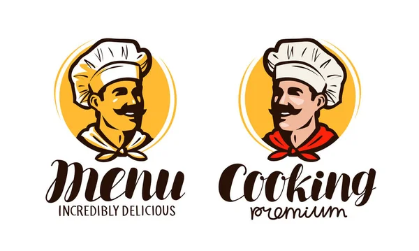 Logo o símbolo del chef. Concepto de comida. Elemento para menú de restaurante o cafetería. Ilustración vectorial — Archivo Imágenes Vectoriales