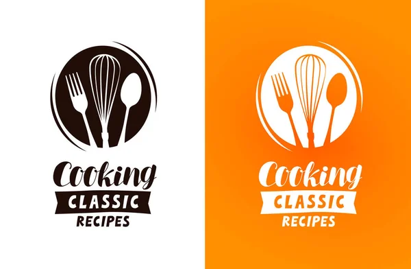 Cooking logo or label. Food, cuisine concept, vector illustration — Stock Vector