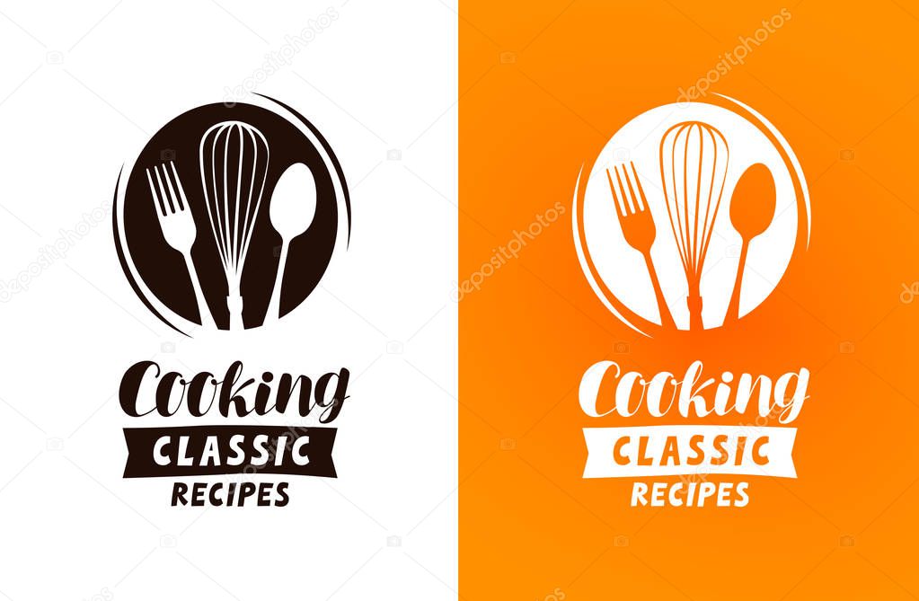 Cooking logo or label. Food concept, vector illustration