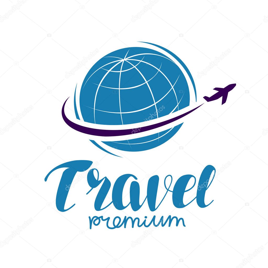 Travel logo or label. Journey, tour, voyage symbol. Vector illustration isolated on white background