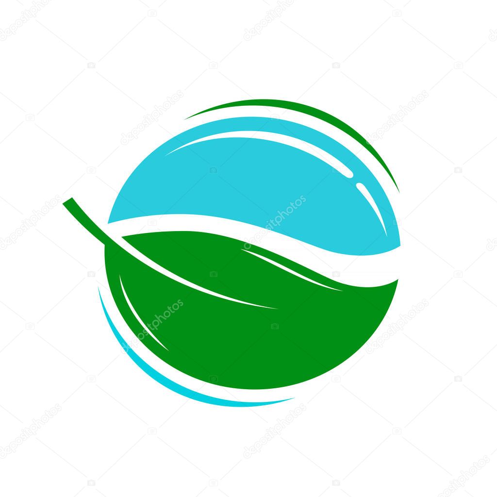 Environmentally friendly product logo or icon. Water, fresh, eco symbol. Vector illustration