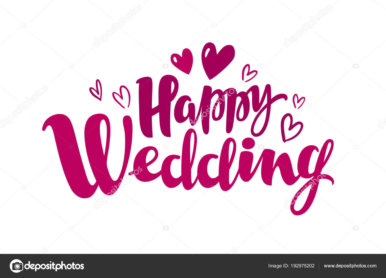 Happy Wedding Lettering Marriage Marry Concept Handwritten