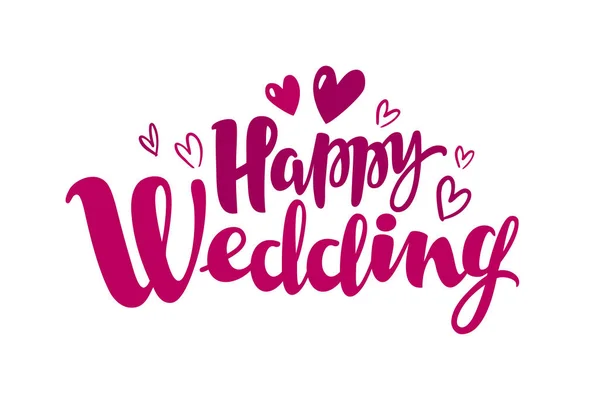 Happy wedding, belettering. Huwelijk, trouwen concept. Handgeschreven inscriptie, kalligrafie vector — Stockvector