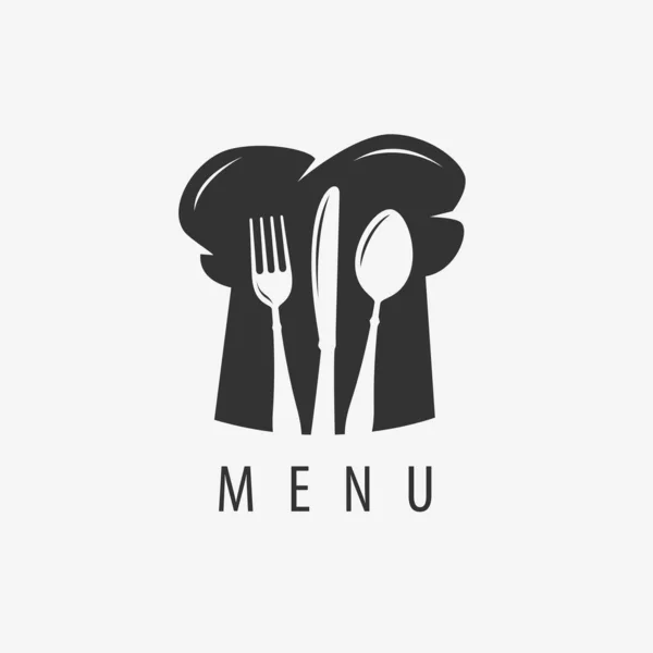Restoran menüsü logosu. Yemek pişirme, mutfak etiketi. Vektör illüstrasyonu — Stok Vektör