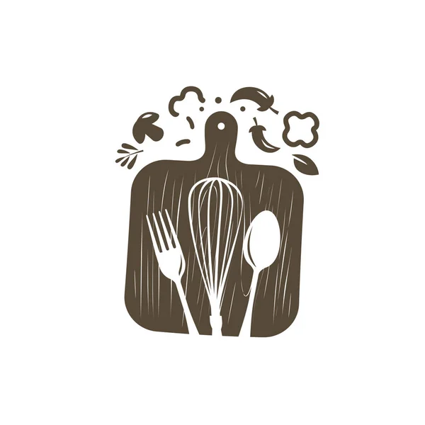 Logo o etichetta di cottura. Arte culinaria, simbolo della cucina. Illustrazione vettoriale — Vettoriale Stock