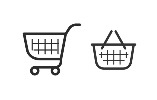 Carrinho de compras, ícone da cesta de consumo. Ilustração vetorial — Vetor de Stock