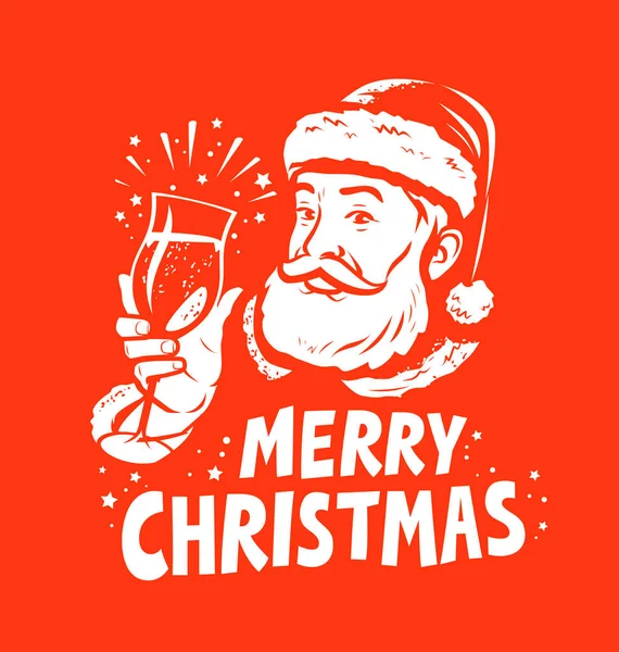 Feliz cartão de felicitações de Natal. Ilustração vetorial de Papai Noel — Vetor de Stock