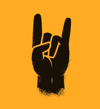 Güzel el hareketi sembolü. Heavy metal, rock vektör illüstrasyonu